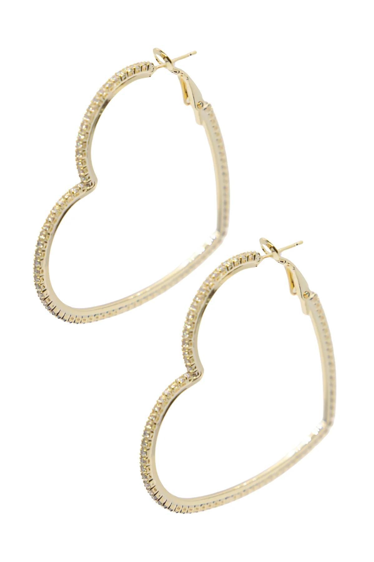 PASSIONATE EMBRACE, BOLD HEART-SHAPED GOLD EARRINGS, LARGE