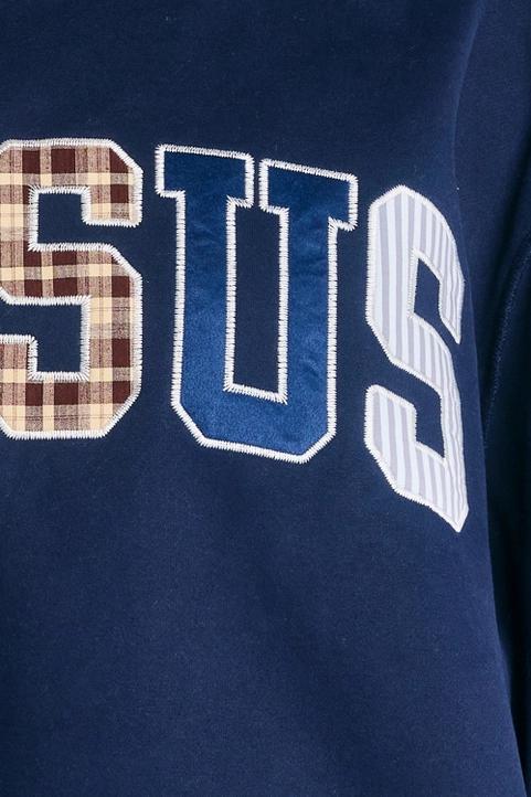 Jesus Embroidered Mock-Neck Sweatshirt - Navy
