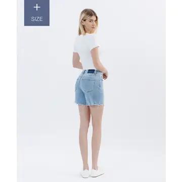 Lovervet Plus Size High Rise Raw Hem Midi Shorts LV1726