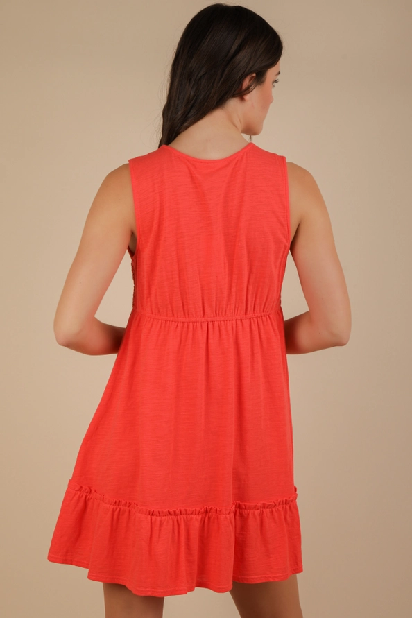 Slub Knit Crochet Lace Trim Dress
