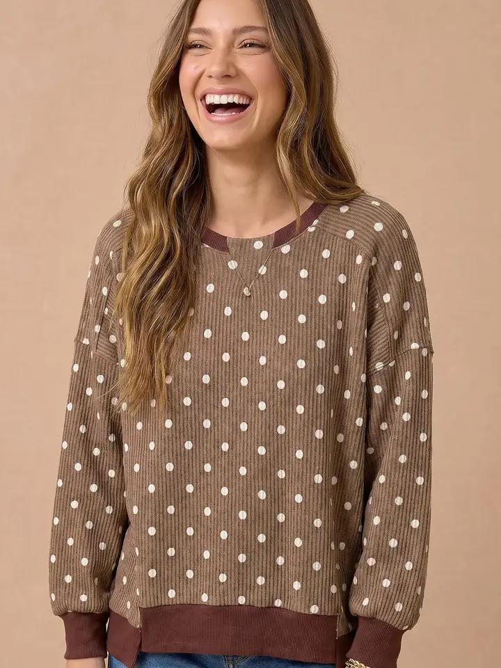 Polka Dot Wave Rib Top