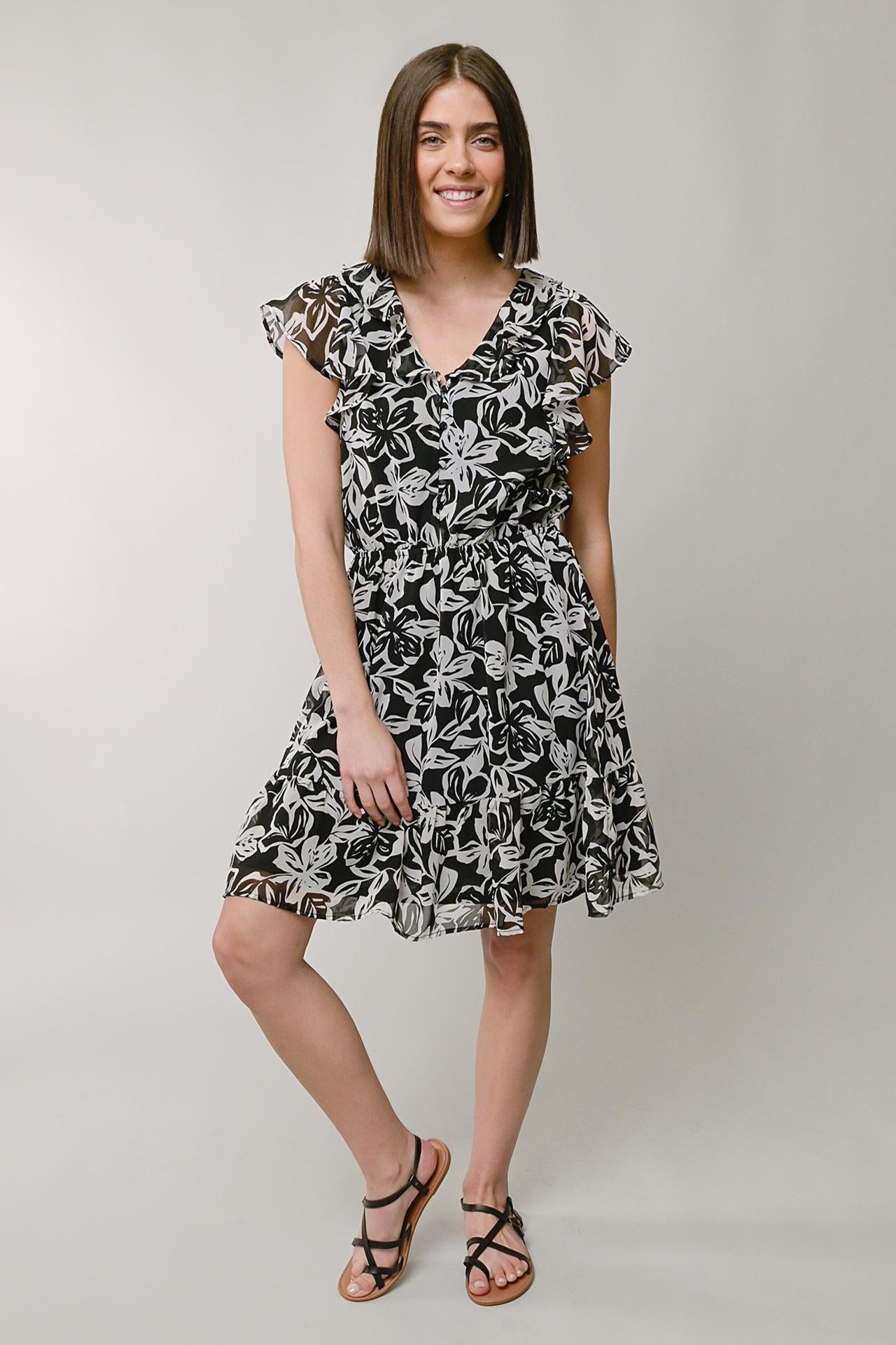 Chiffon A-Line Ruffle Dress
