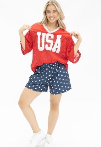Grace & Emma Red Lace USA Jersey
