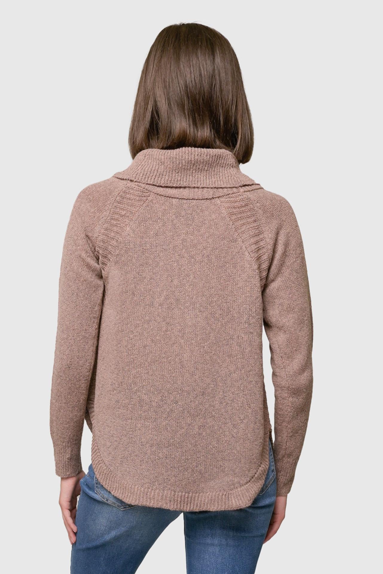 MOSSY SHIRTTAIL COWL NECK SWEATER