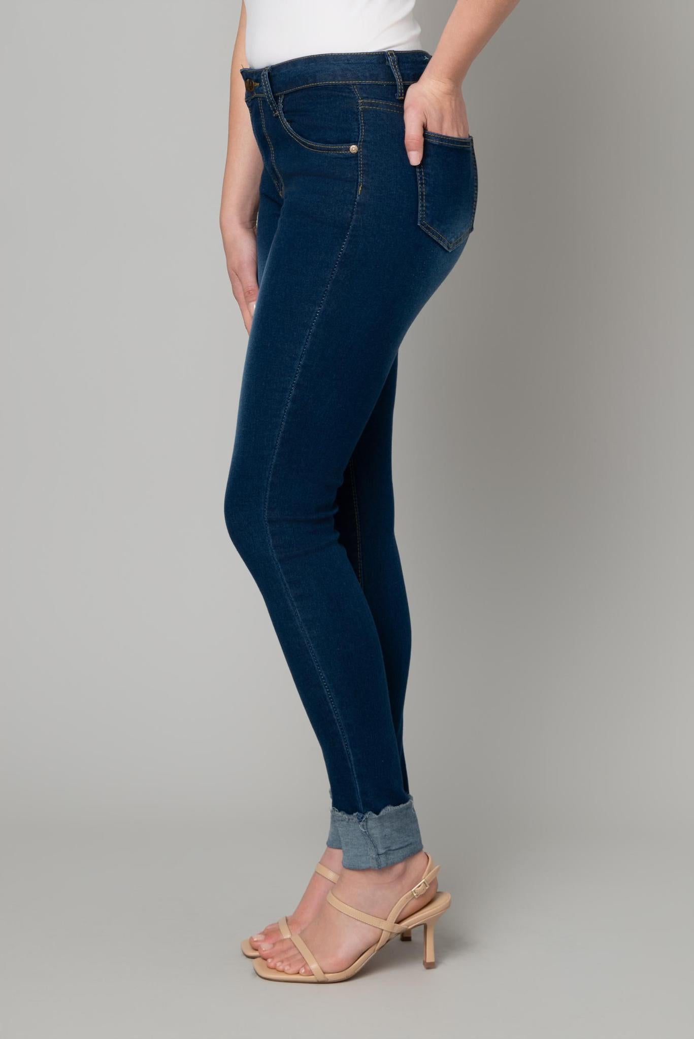 Stretch Denim Roll Cuff Skinny Jean