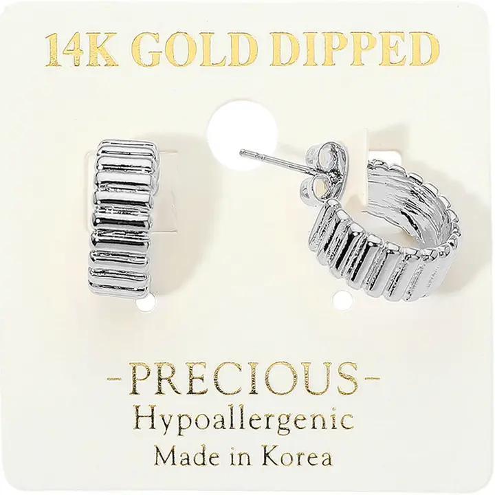 Hypoallergenic Ribbed Mini Hoop Earrings