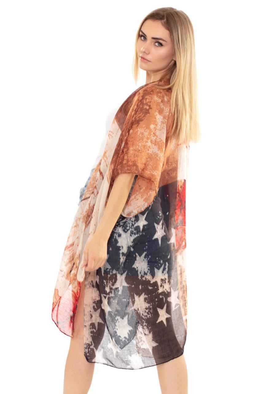 VINTAGE AMERICAN FLAG SUMMER KIMONO/COVER UP