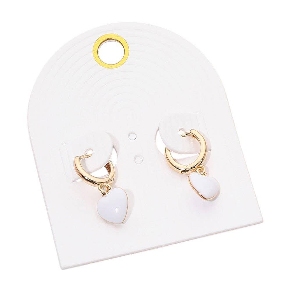 Heart Charm Dangle Huggie Hoop Earrings