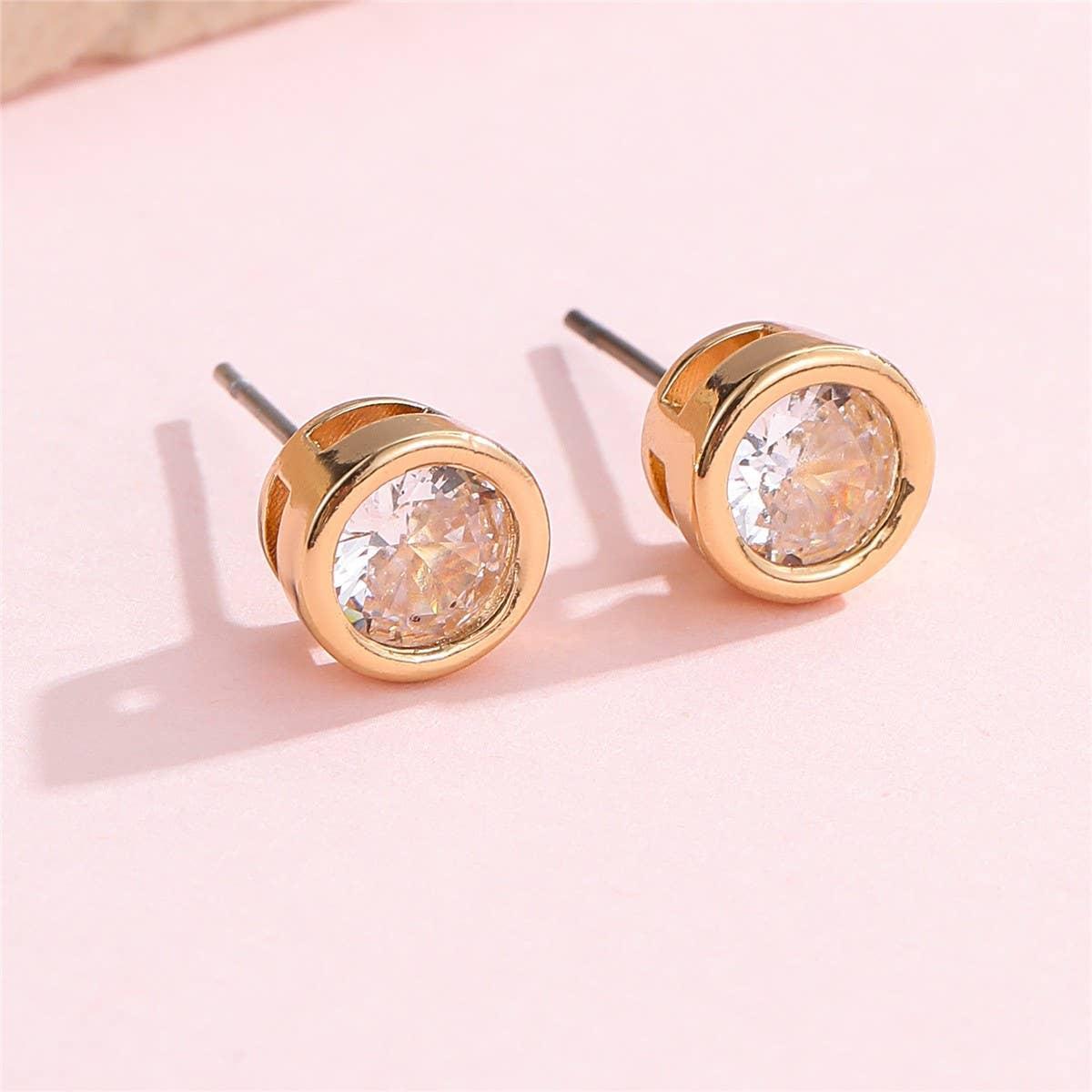 Rhinestone Bezel Round Stud Earring