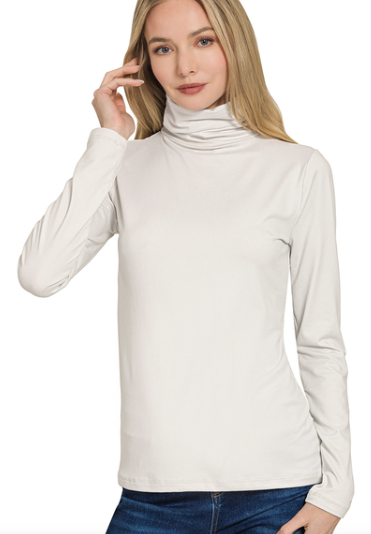 ZENANA BRUSHED MICROFIBER MOCK NECK TOP