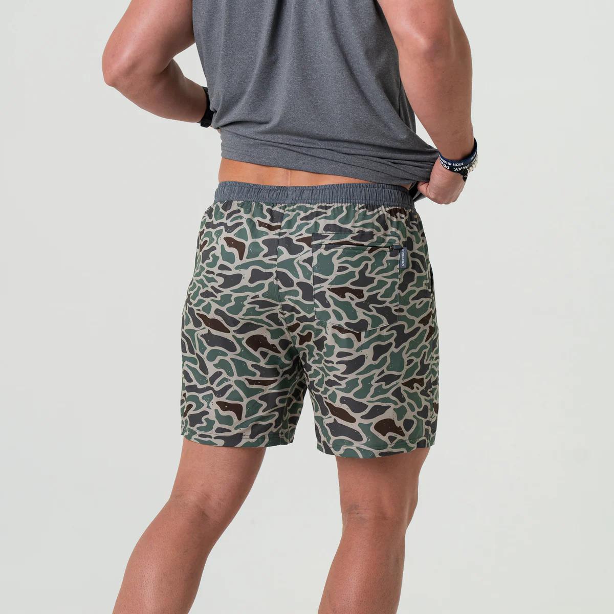 Burlebo - Athletic Short - Retro Duck Camo - Grey Liner 7"