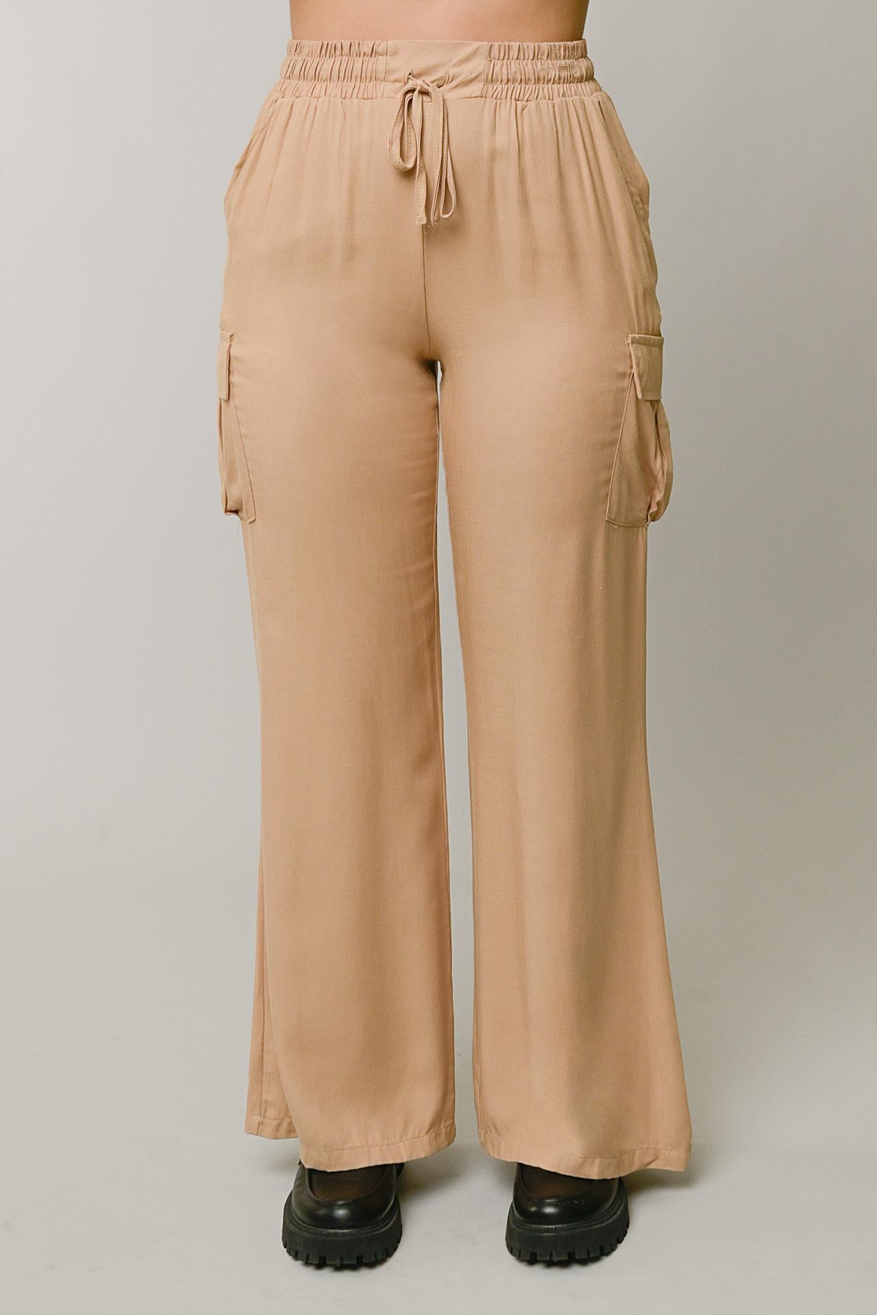 Flowy Challis Wide Leg Drawstring Cargo