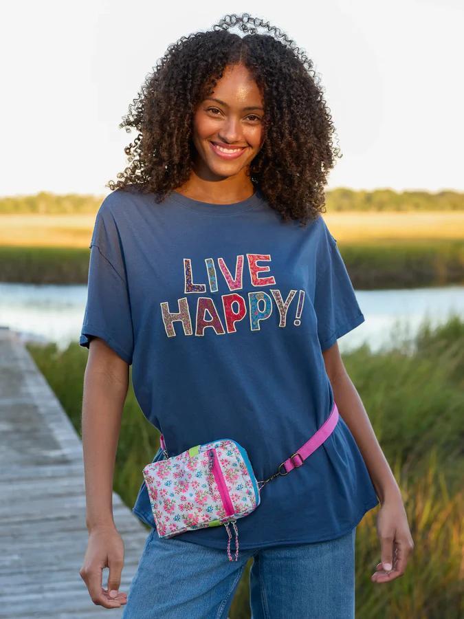 NL Live Happy Take It In Cotton Applique Tee