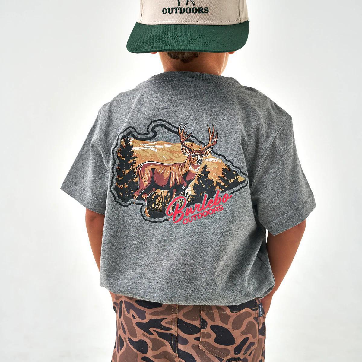 BURLEBO Youth Hill Country Buck Tee - Dark Heather Grey