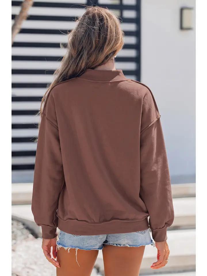 Camo Pray Graphic Mock Neck Sweatshirt