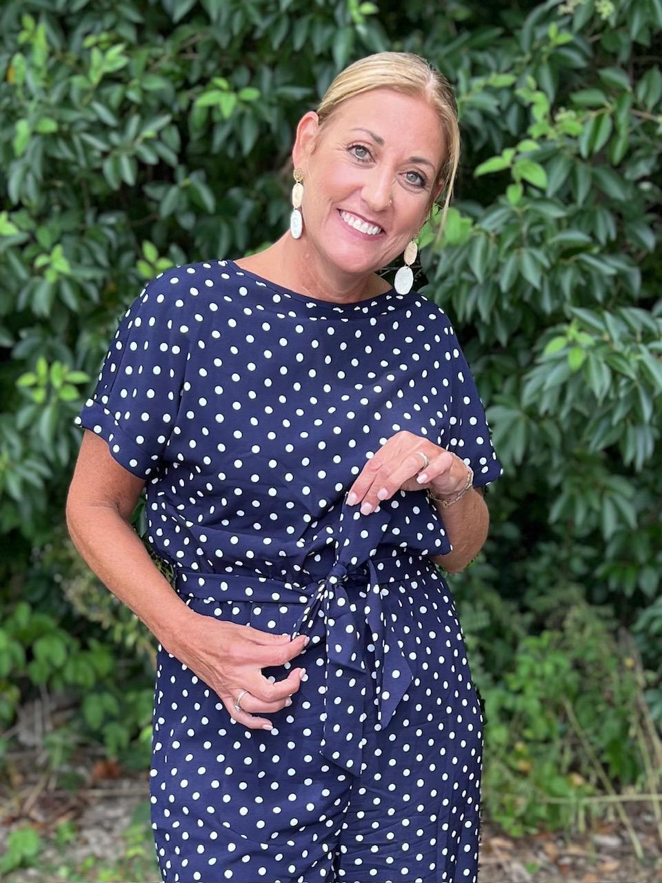 Navy Polka Jumpsuit
