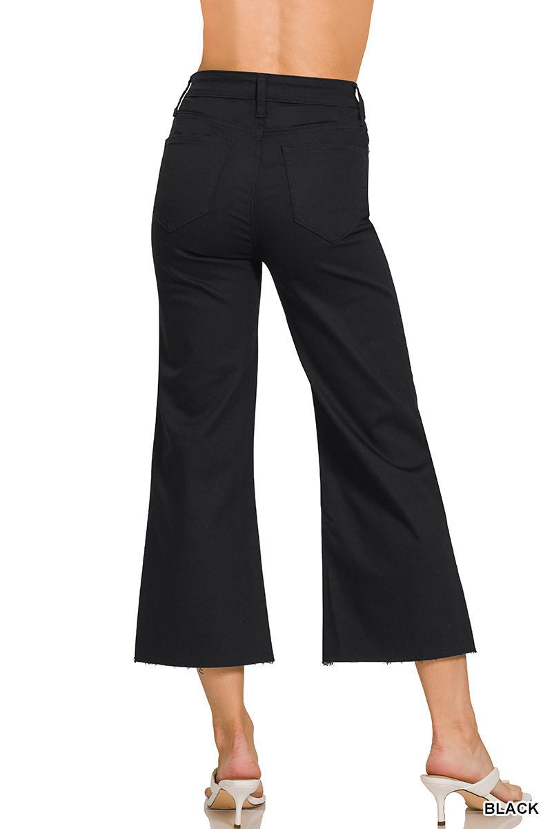 ZENANA DOP-1617A High Rise Flare Cropped Denim Pants