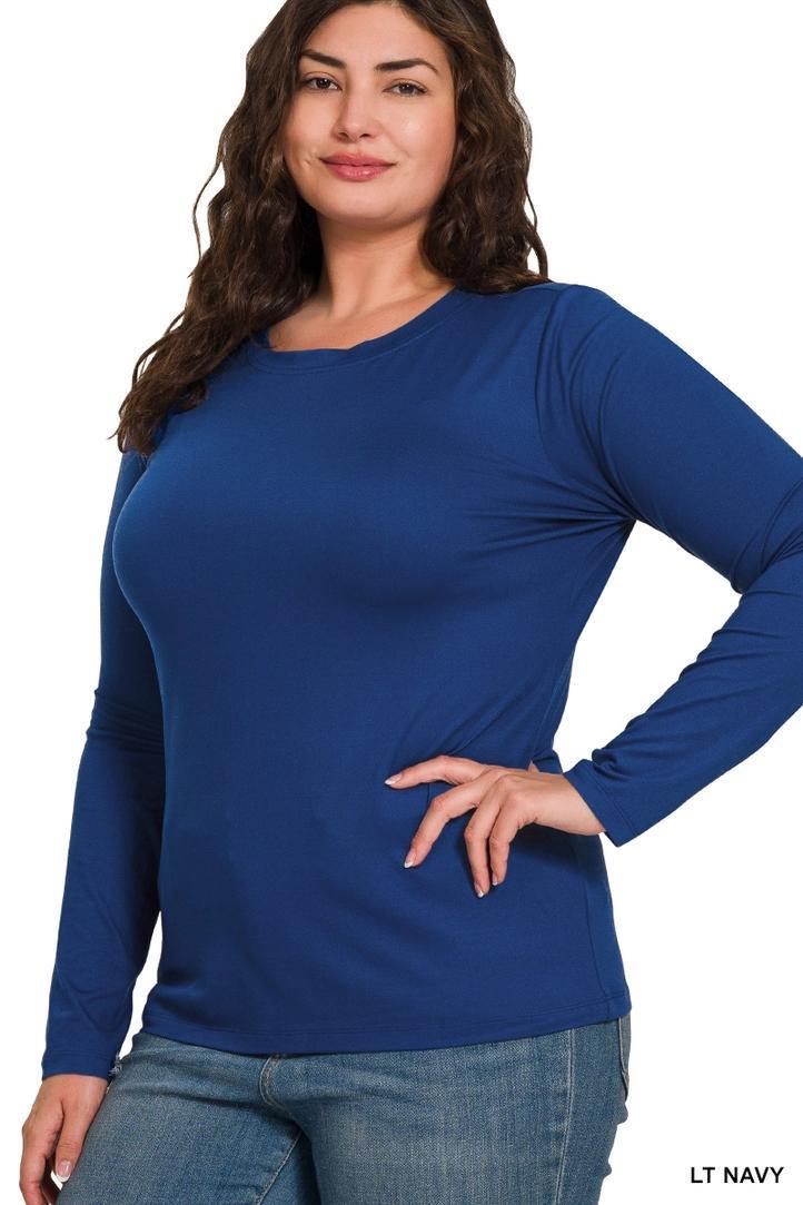 Zenana Brushed Microfiber Long Sleeve Round Neck Tee