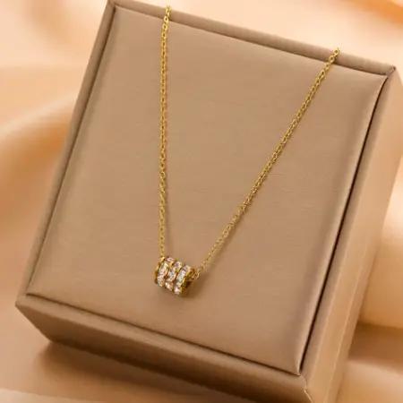 Josslyn 18K Stainless Steel Tarnish Free Barrel Necklace | 40NK9638