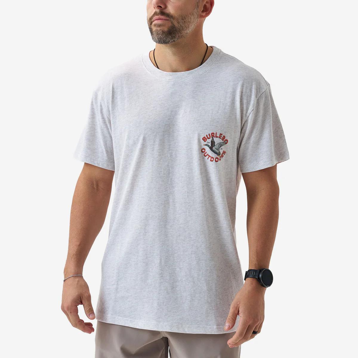 BURLEBO Short Sleeve Tee - Old School Duck Hunt - Heather Oatmeal