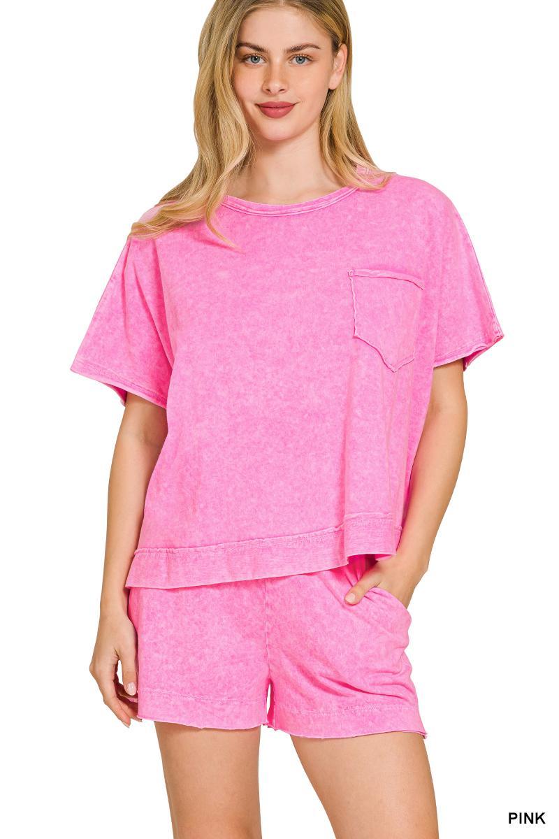 Zenana #CTCPW-3529A5 Wash Boxy Short & Top Set