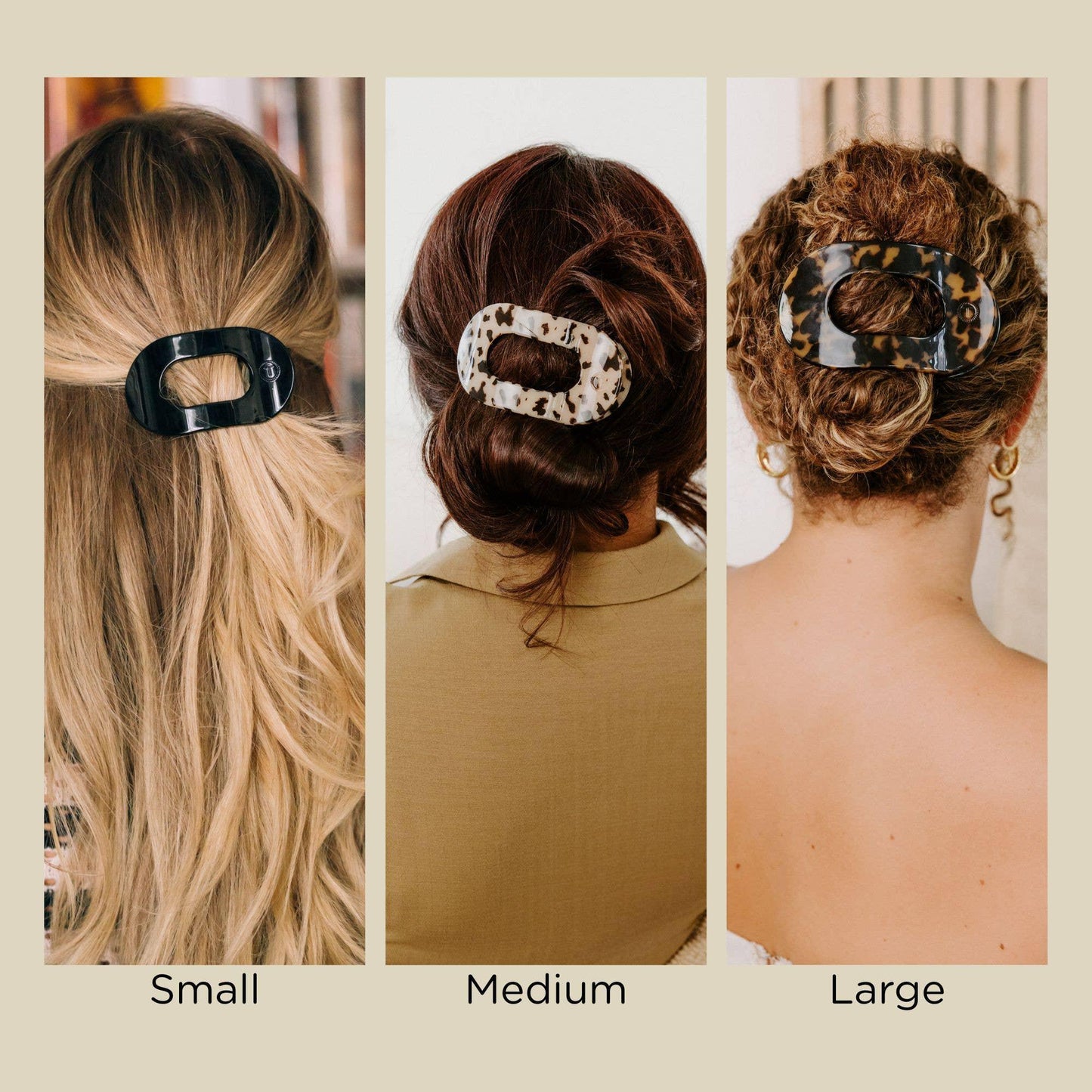 TELETIES Round Flat Hair Clip | Medium | Almond Beige