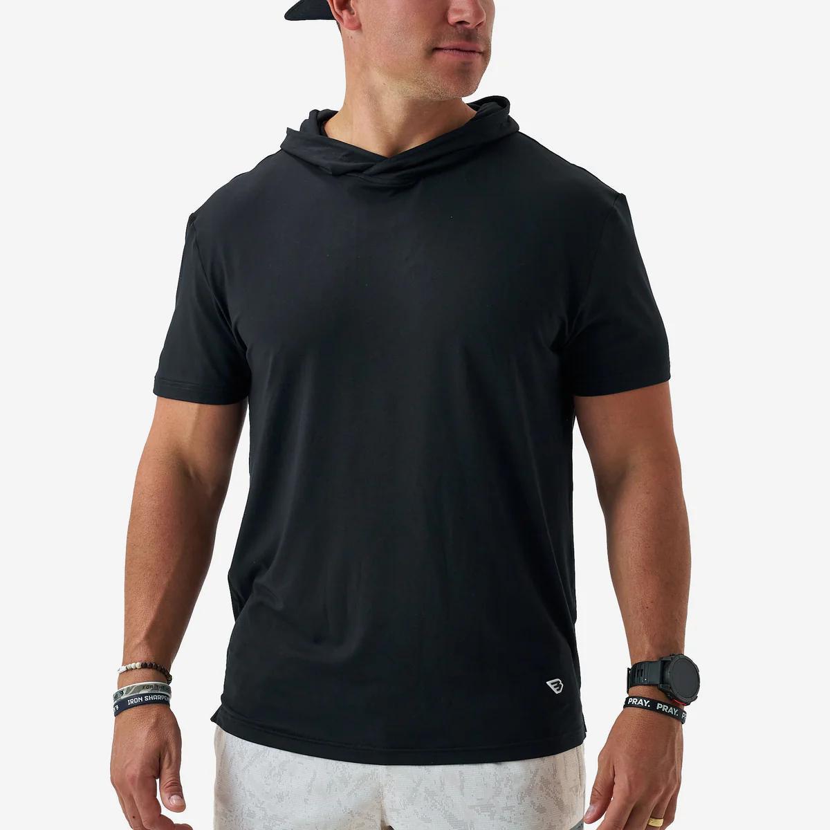 BURLEBO Short Sleeve Performance Hoodie - Black