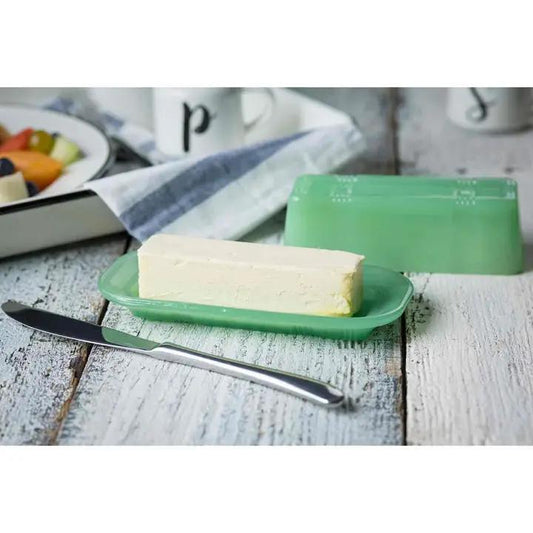 Jadeite Glass Collection Butter Dish (Holds 1 Stick)