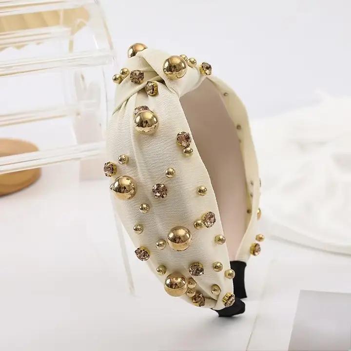 Multi Gold Ball Rhinestone Knot Headband | 40HB191