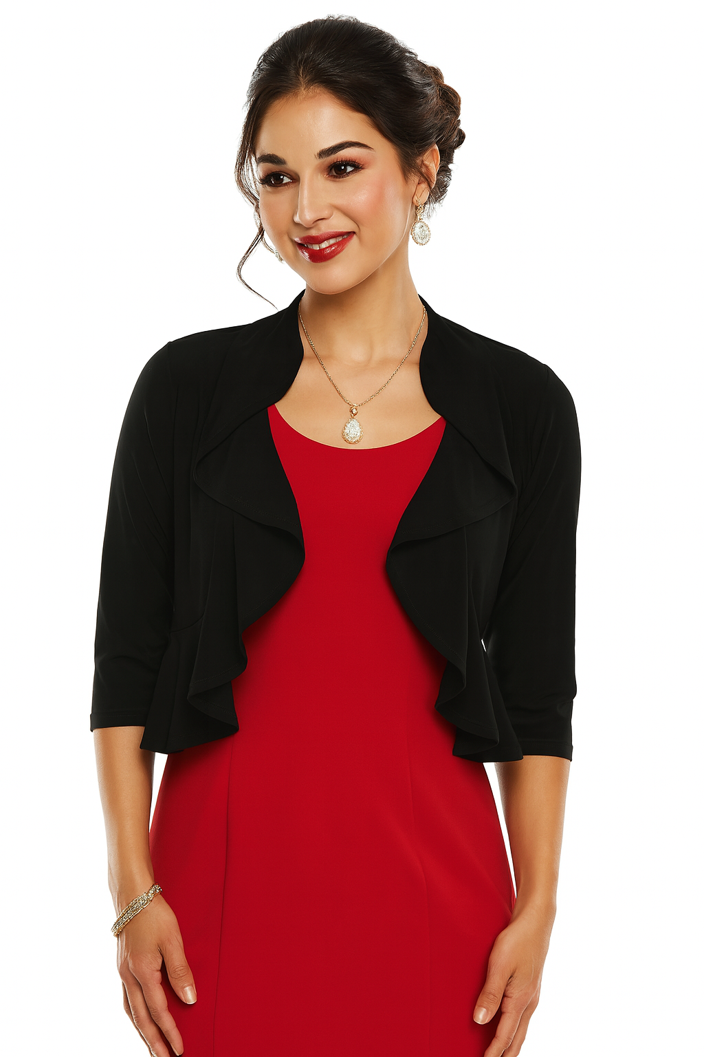Knit Open Front Ruffle Bolero