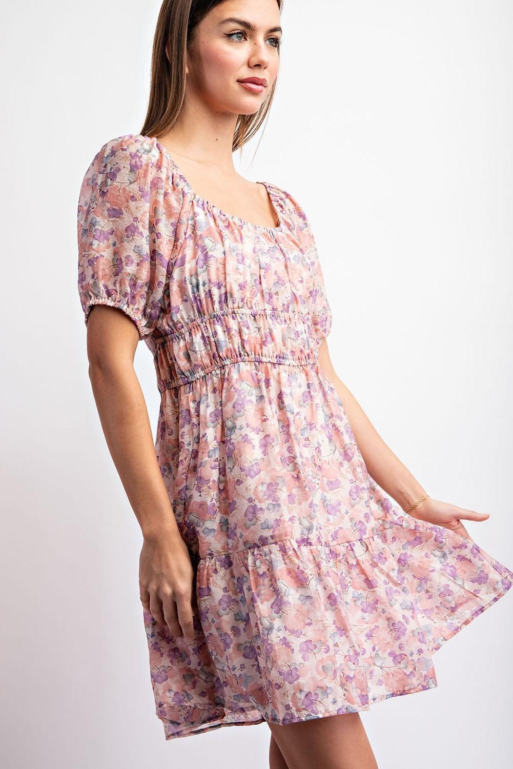 Short Sleeve Floral Print Dress DG10013