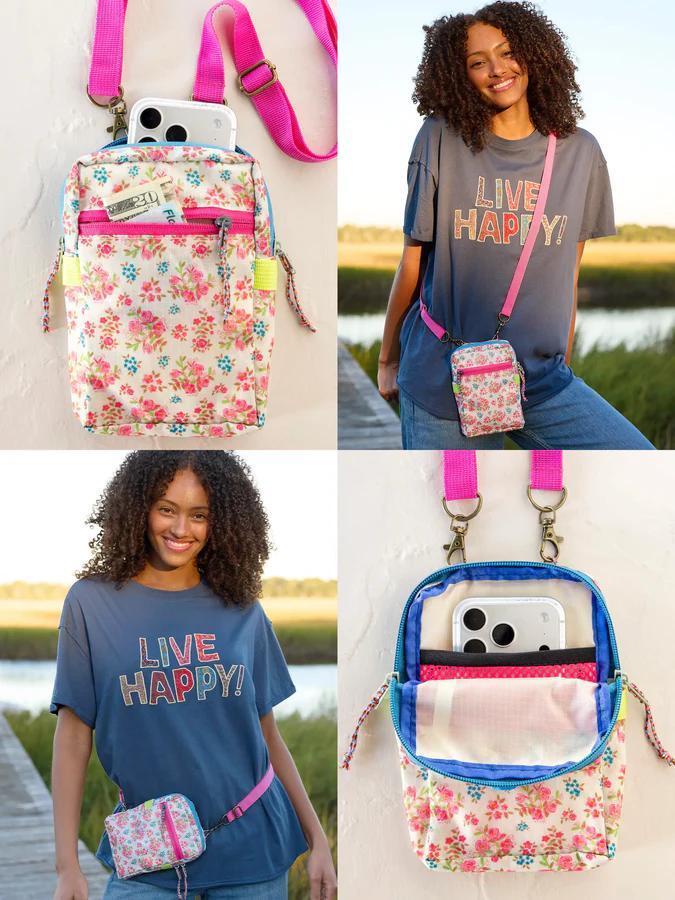 Natural LIfe - 8-in-1 Pocket Crossbody - Pink Bouquet