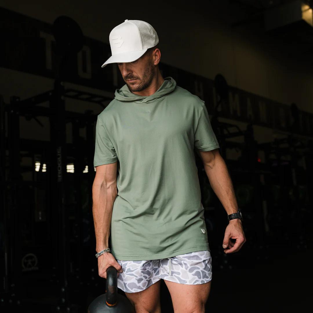 BURLEBO Short Sleeve Performance Hoodie - Sage