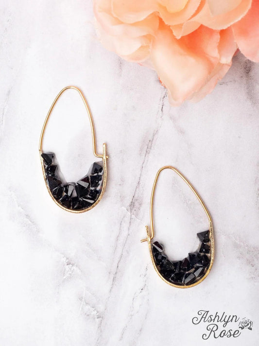 G&E Stone Cluster Oval Hoop