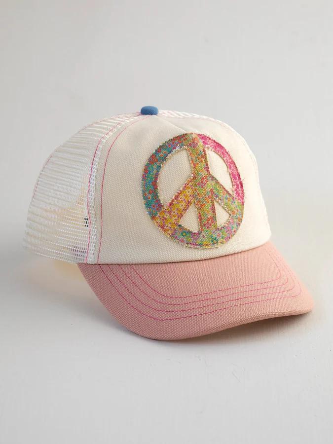 Natural Life Peace Sign Canvas Trucker Hat