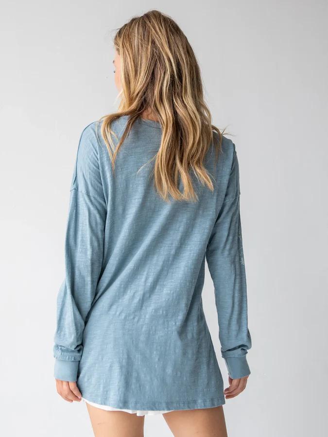 Natural Life Oversized Cotton Doodle Tee Light Blue