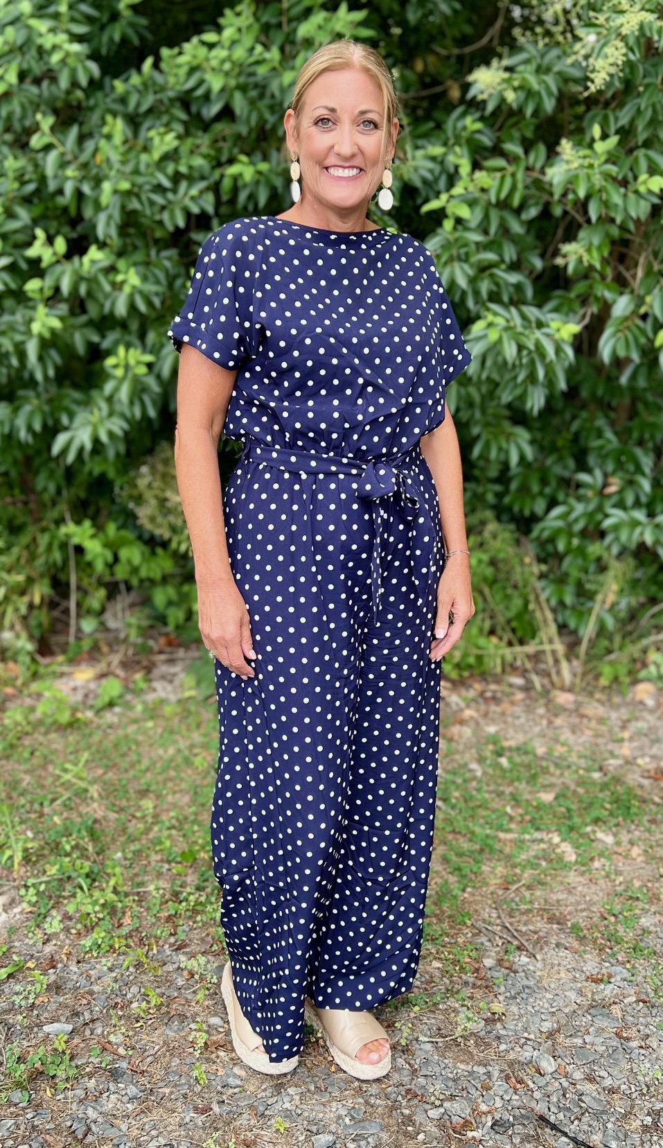 Navy Polka Jumpsuit