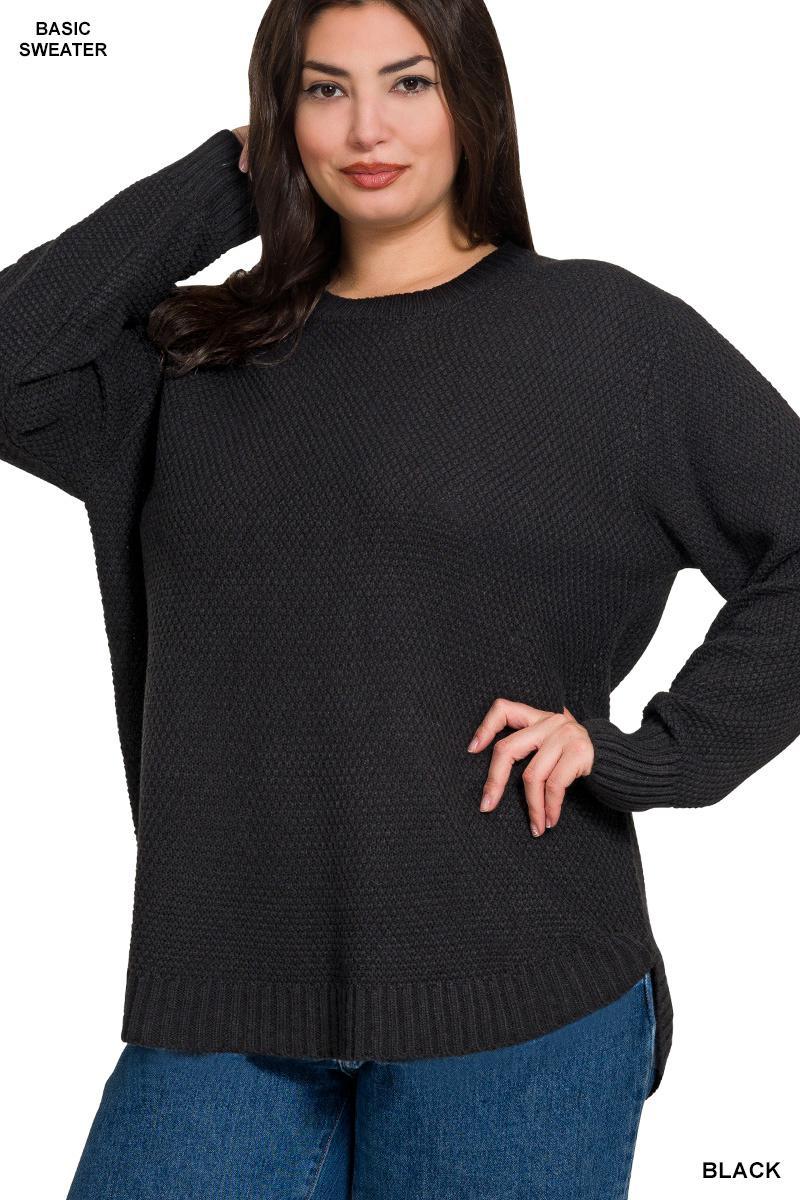ZENANA TW-2241X5 PLUS  Round Neck Basic Sweater