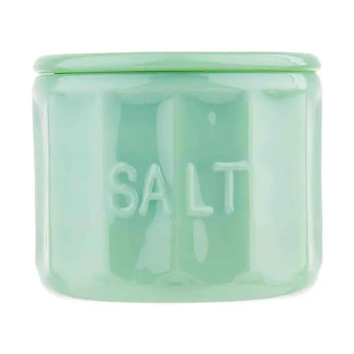 Jadeite Glass Collection Salt Cellar with Lid