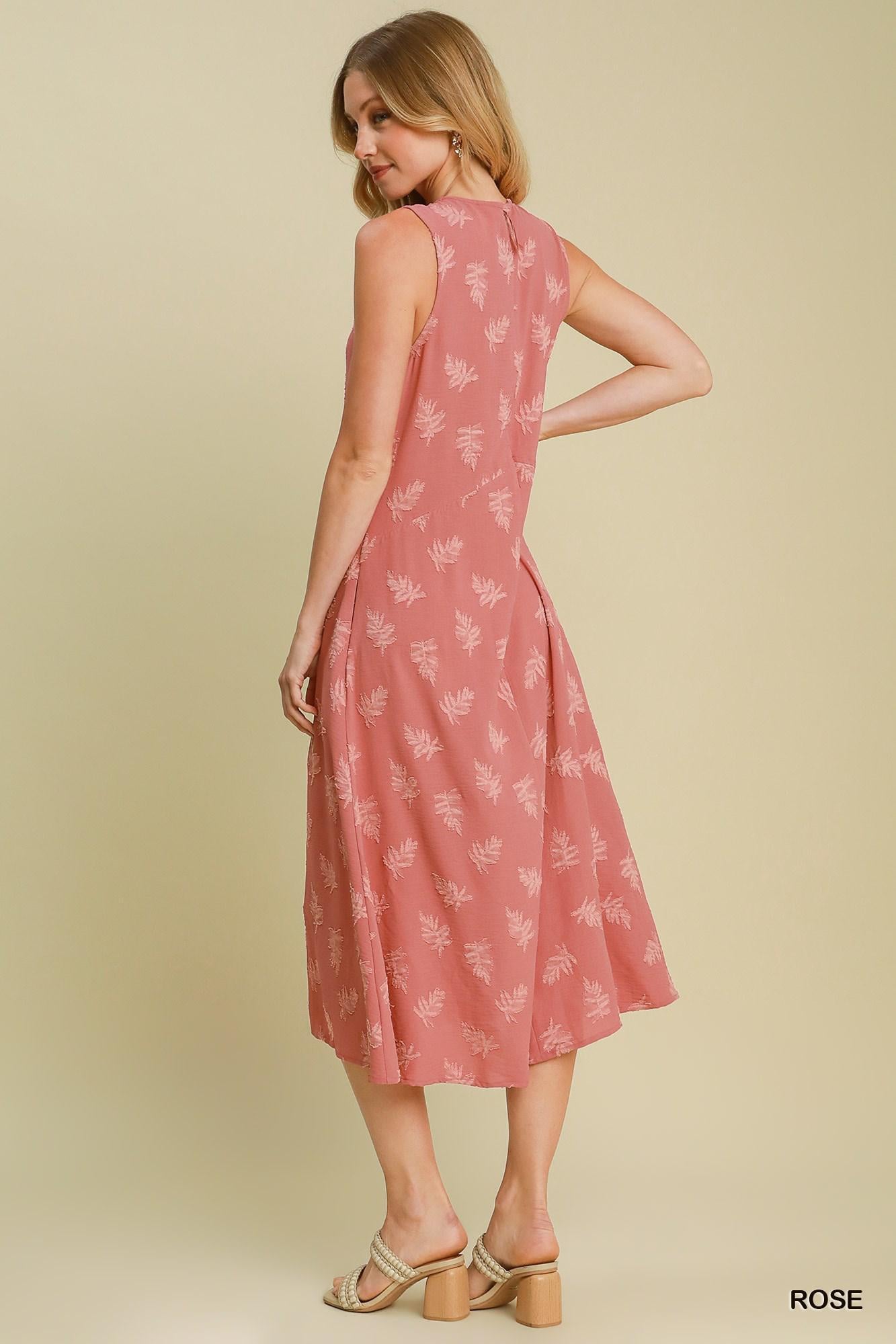 UMGEE K9325 Sleeveless Floral Burnout Jacquard Dress