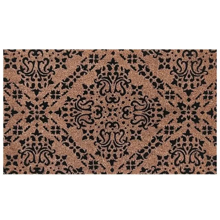 Black Damask Coir Doormat 18 x 30