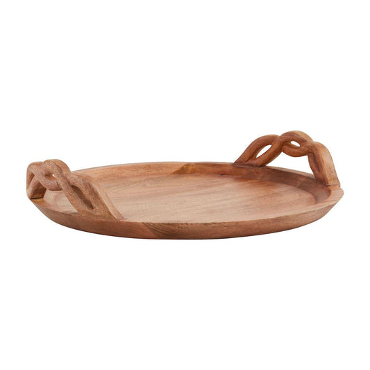 TWISTED HANDLE WOOD TRAY