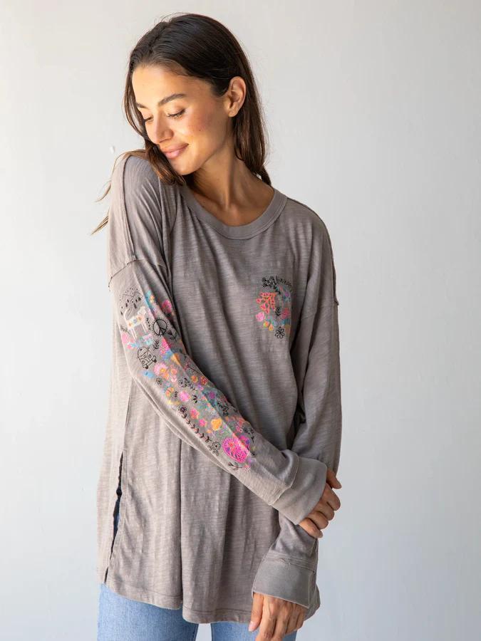 Natural Life Oversized Cotton Doodle Tee