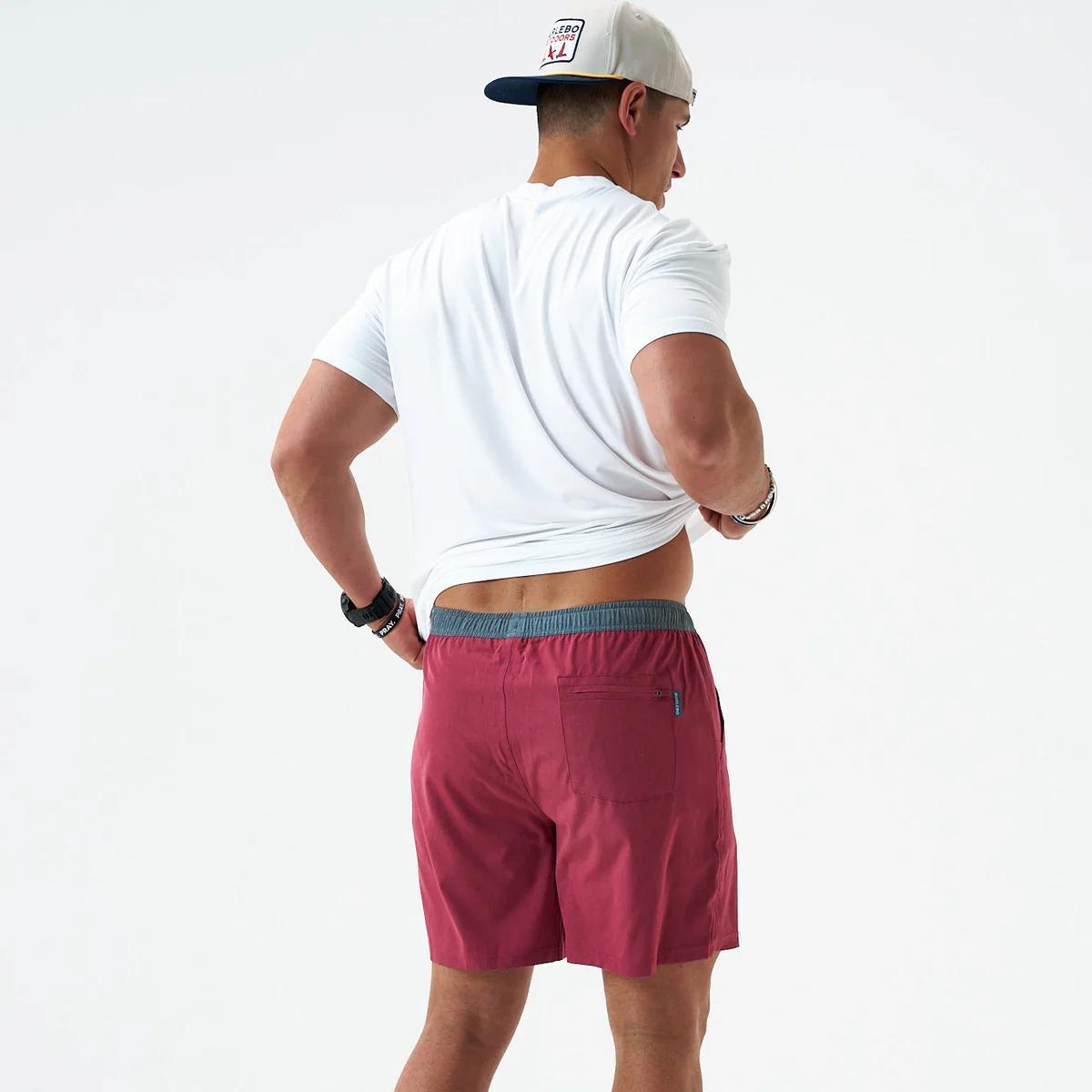 BURLEBO Athletic Short - Cardinal - Topo Desert Camo Liner