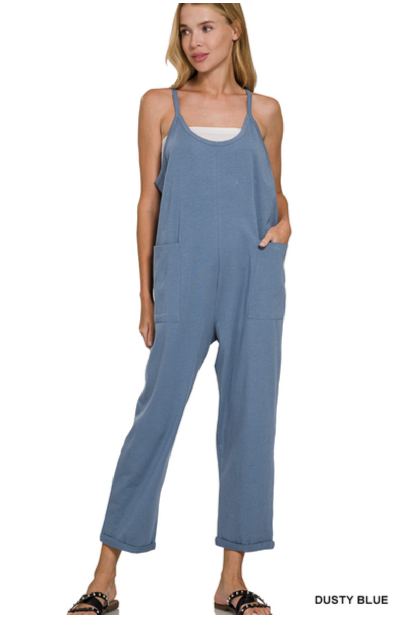Zenana CP-3363A5 Spaghetti Strap Pocketed Jumpsuit
