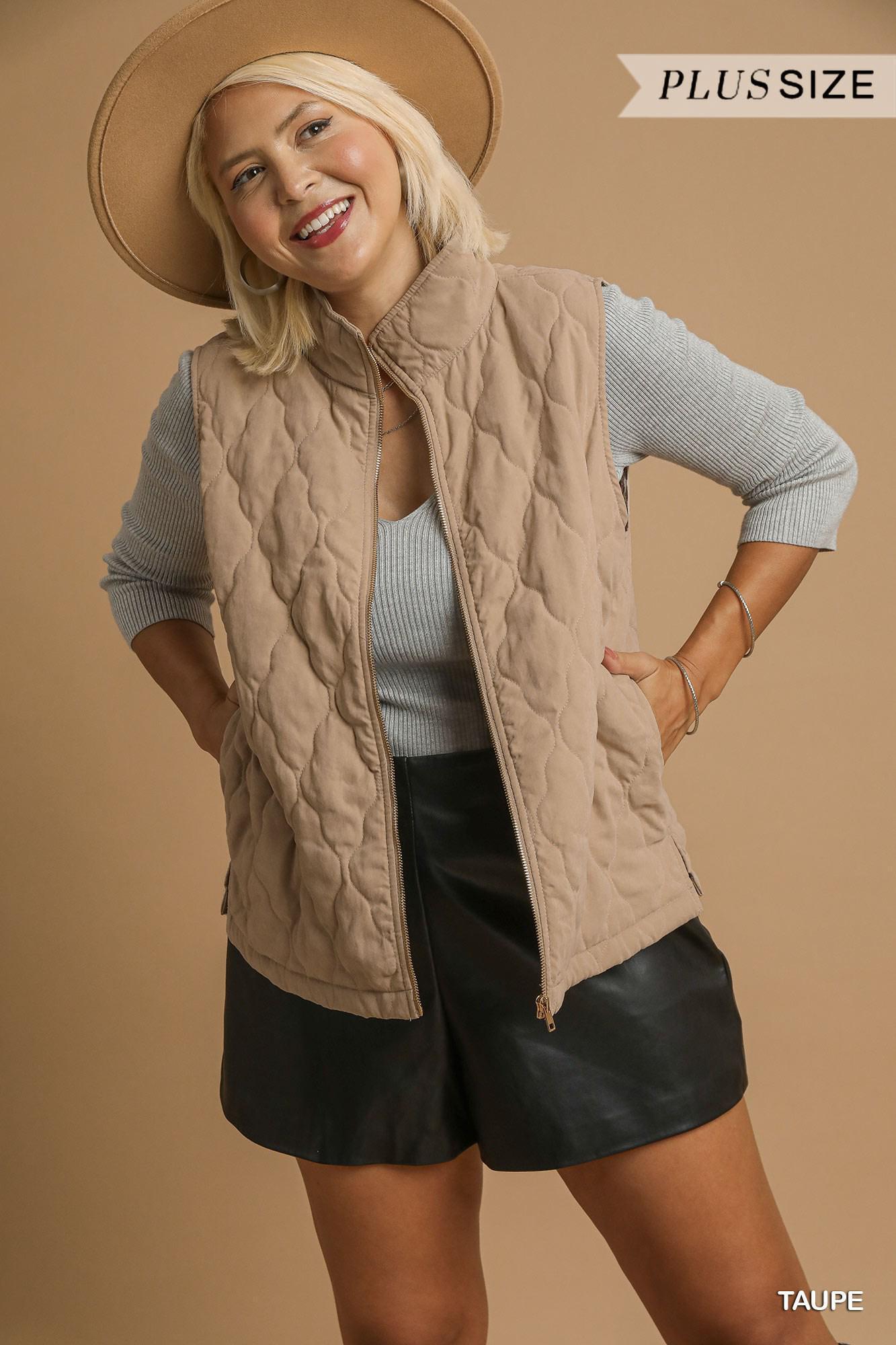 Umgee Quilted Zip-Up Vest