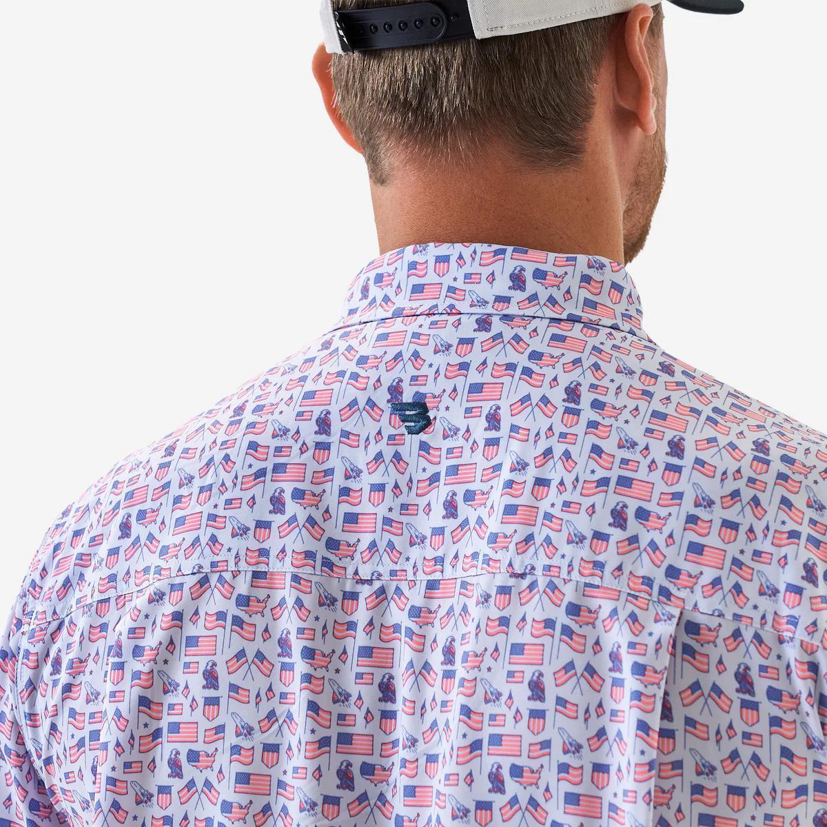 BURLEBO Performance Button Up - Old Glory - White