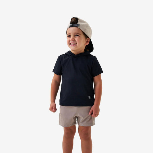 BURLEBO Youth Short Sleeve Performance Hoodie - Black