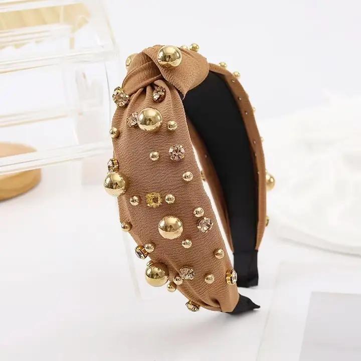 Multi Gold Ball Rhinestone Knot Headband | 40HB191