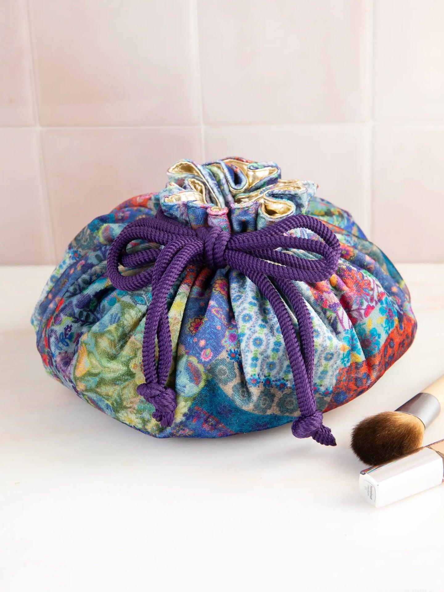 Natural Life Drawstring Velvet Cosmetic Pouch